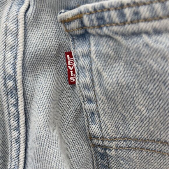 Levi's Premium Baggy Dad Cropped Jeans Women 23x28 Blue 2 Tone Straight Distress - Picture 13 of 16